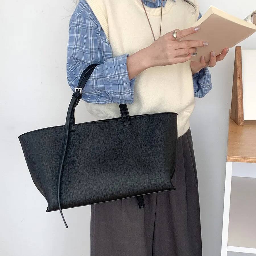 Casual Soft Tote Bag PU Leather Shoulder Bags for Women 2026 NEW High Quality Handbags and Large Shopper Purses