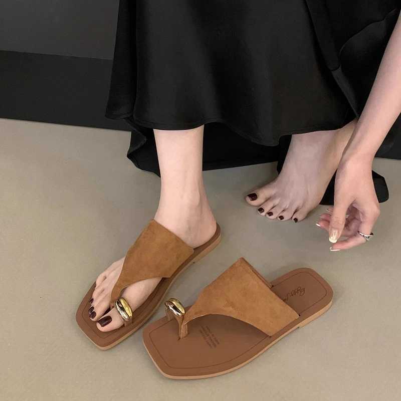 SUOJIALUN 2025 Summer New Women Slipper Fashion Slip On Ladies Casual Flip Flops Shoes Soft Flat Heel Casual Sandal Slides K260312