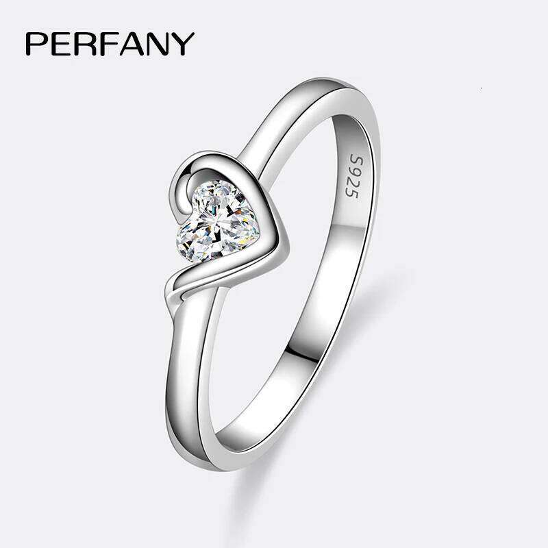 PERFANY 0.3CT Heart Cut Moissanite Ring for Women S925 Pure Silver Plated 18K Rose Gold laboratory diamond wedding jewelry H260312