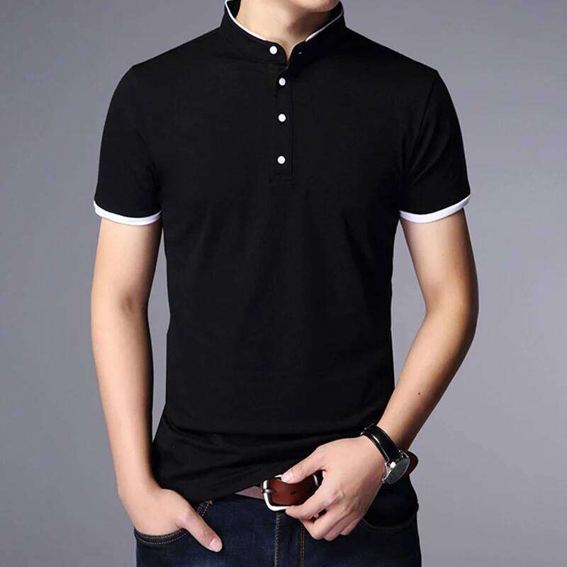 Men's Business Casual Polo Short Sleeve T-shirt Summer Comfortable and Breathable Solid Top 26H0312