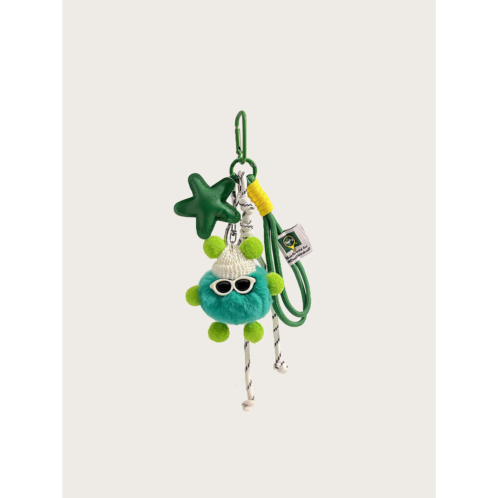 Cute DIY Pink Rex Rabbit Fur Coal Ball Bag Pendant Plush Small Doll Backpack Decoration Keychain Gift