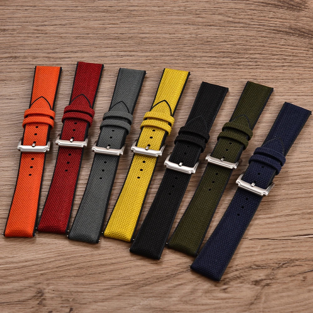 JUELONG Sailcloth Rubber Strap Quick Release Waterproof Watch Bands 18mm 19mm 20mm 21mm 22mm Canvas Nylon Wristband 260304