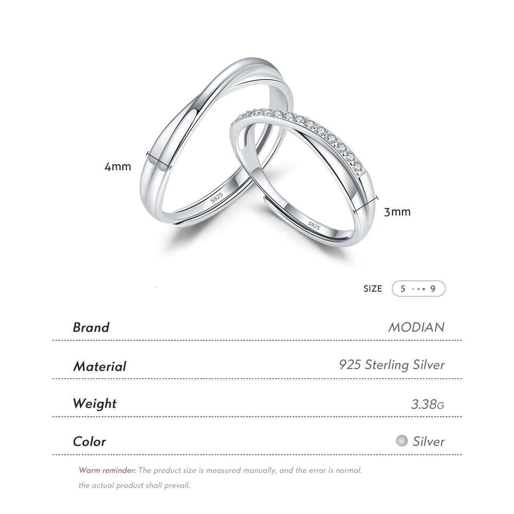 MODIAN Real 925 Sterling Silver Lines Twining Romantic Adjustable Couple Rings For Women Classic Wedding Engagement Fine Jewelry W260311