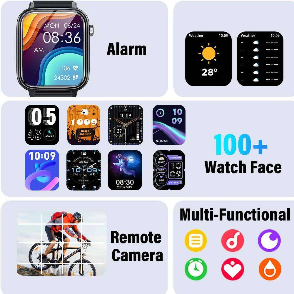 LAXASFIT Fashion Smartwatch Heart Rate Monitor Sports Health Sleep IP68 Waterproof Bluetooth Calling Men and Women Smart Watch