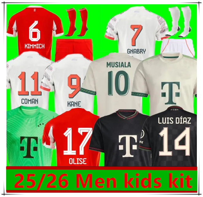 25 26 Luis Diaz KANE soccer jerseys BAYERNS MUNICH J. Palhinha SANE OLISE GORETZKA MULLER COMAN men kids kit football shirt 2025 2026 GNABRY MUSIALA KIMMICH