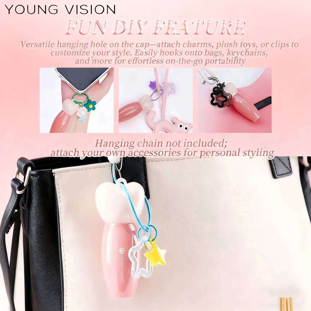 YOUNG VISION 6-Color Fruit Glow Lip Gloss + Star Pendant Moisturizing Waterproof Liquid Lipstick Long-Lasting Color Cosmetics W260311