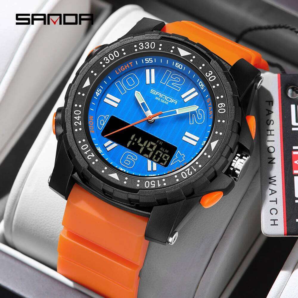 SANDA New 3375 Fashion Sports Multi functional Waterproof LED Student Electronic Watch