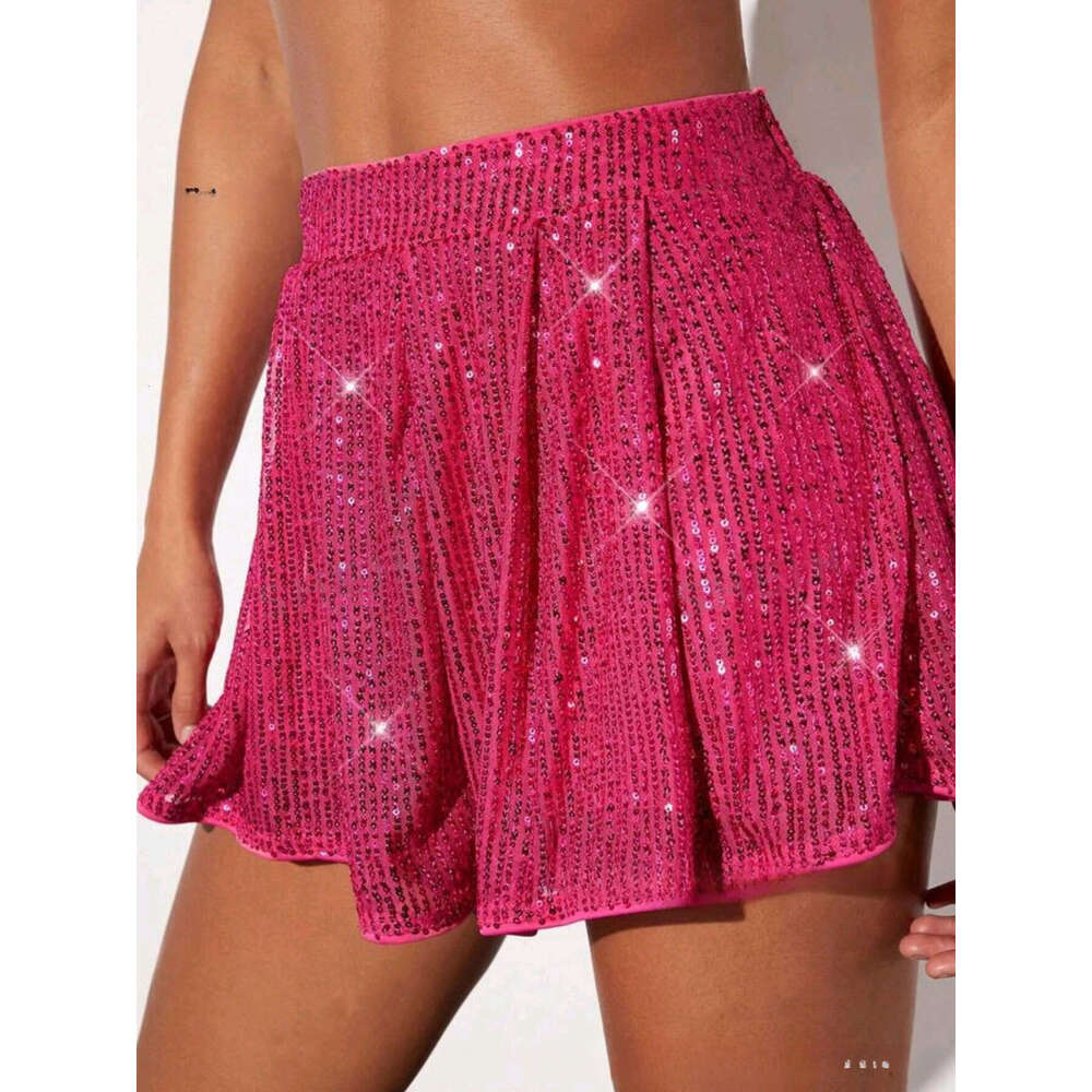 Cross-border European American clothing women's shiny sequin shorts and sparkling skirt-pants