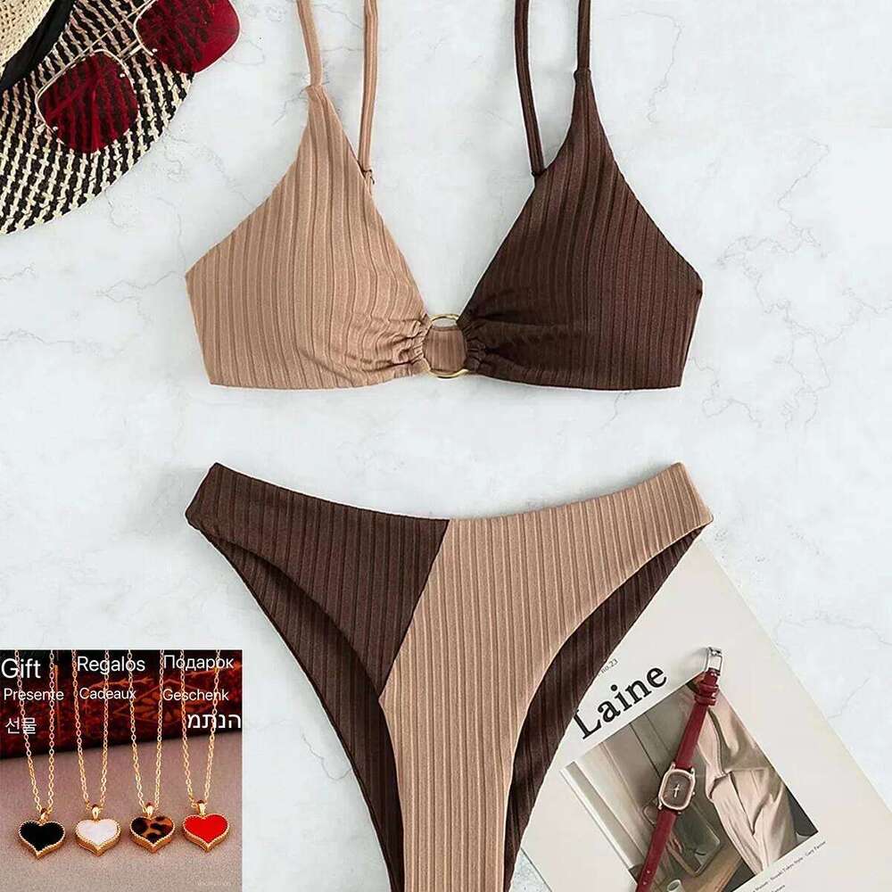 2024 Sexy Bikinis Women's Swimwear Waist Swimsuits High Cut Bathing Suits Push Up Beach Bikini Set Female Biquini Y260303