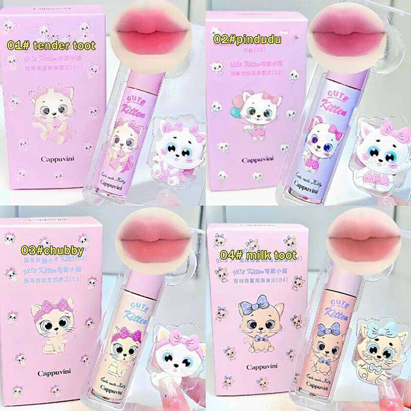 Smooth Easy To Wear Velvet Peach Pink Mud Nude Lasting Liquid Lipstick Waterproof Mousse Cappuvini Lip Gloss Makeup Cosmetic W260311