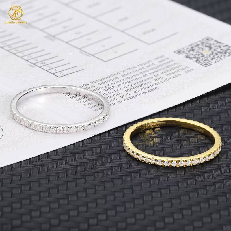 Wholesale Gold Plated 925 Sterling Silver Tennis Ring Ice Eternity White VVS Mossanite Moissanite Fine Style