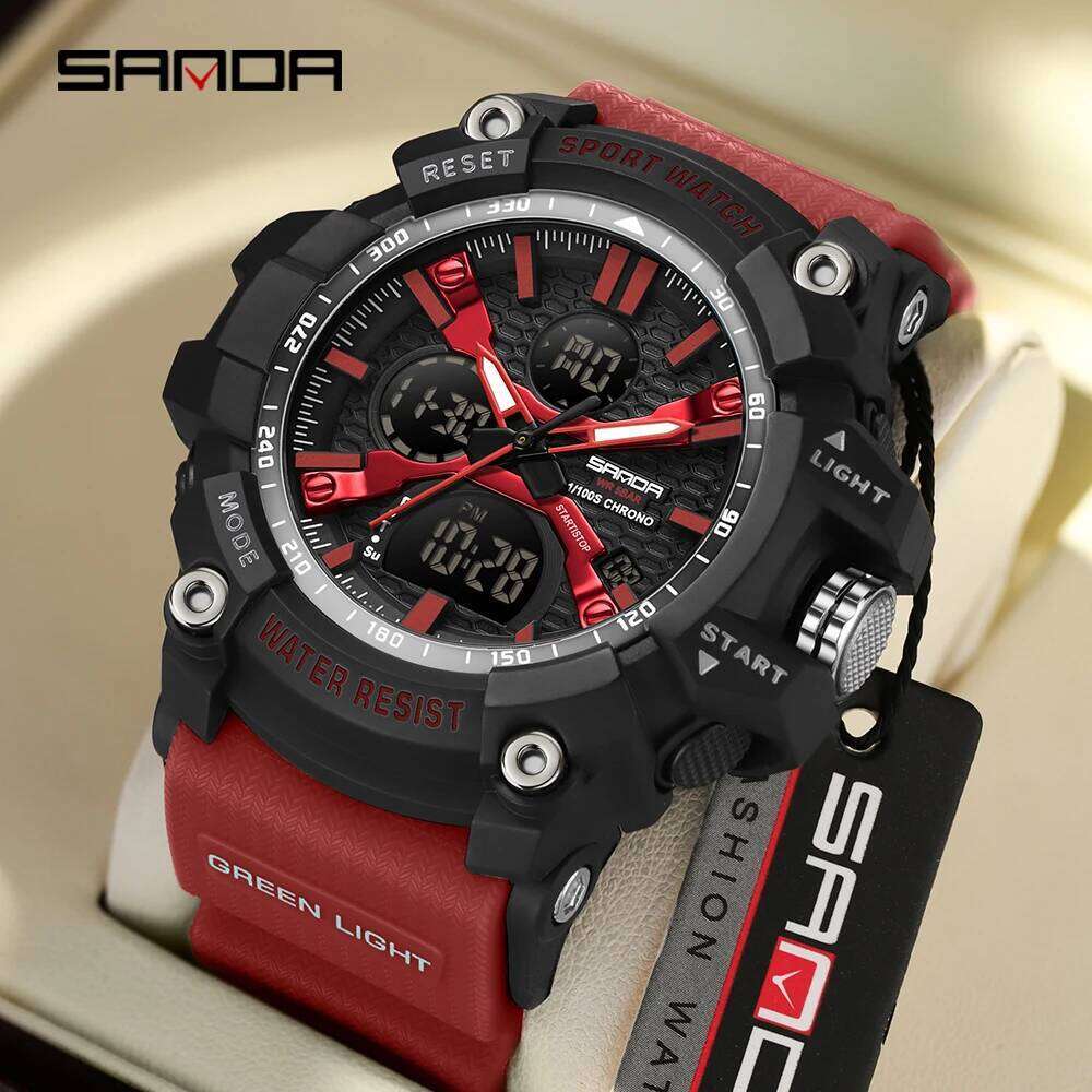 SANDA 3366 Fashion G Style Sports Multi functional Waterproof Calendar Night Light Men's Electronic Watch