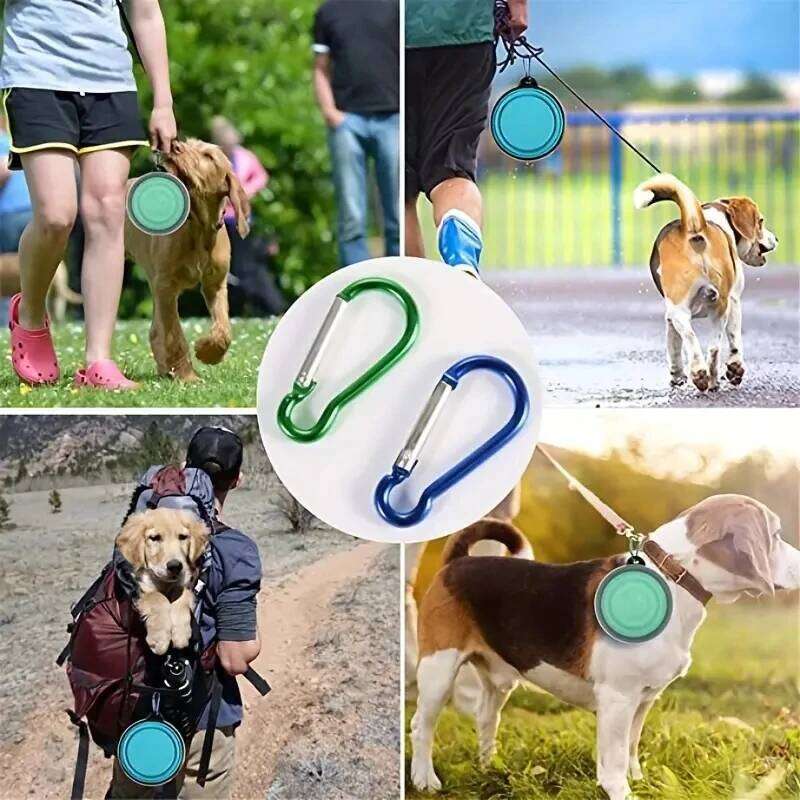 2 Pack Portable Collapsible Dog Bowl Cover Travel-Friendly Waterand Food Dish with Lid 26Y0312