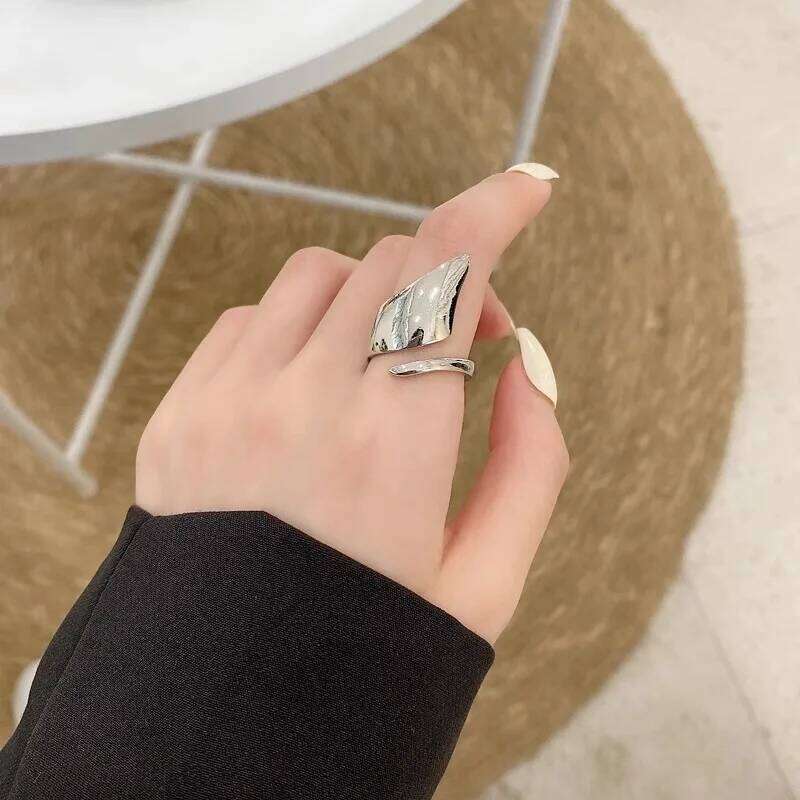 Sterling Silver Adjustable Rings For Women geometry Smooth Surface Vintage Jewelry Wedding Accessories Argent 925 H260312
