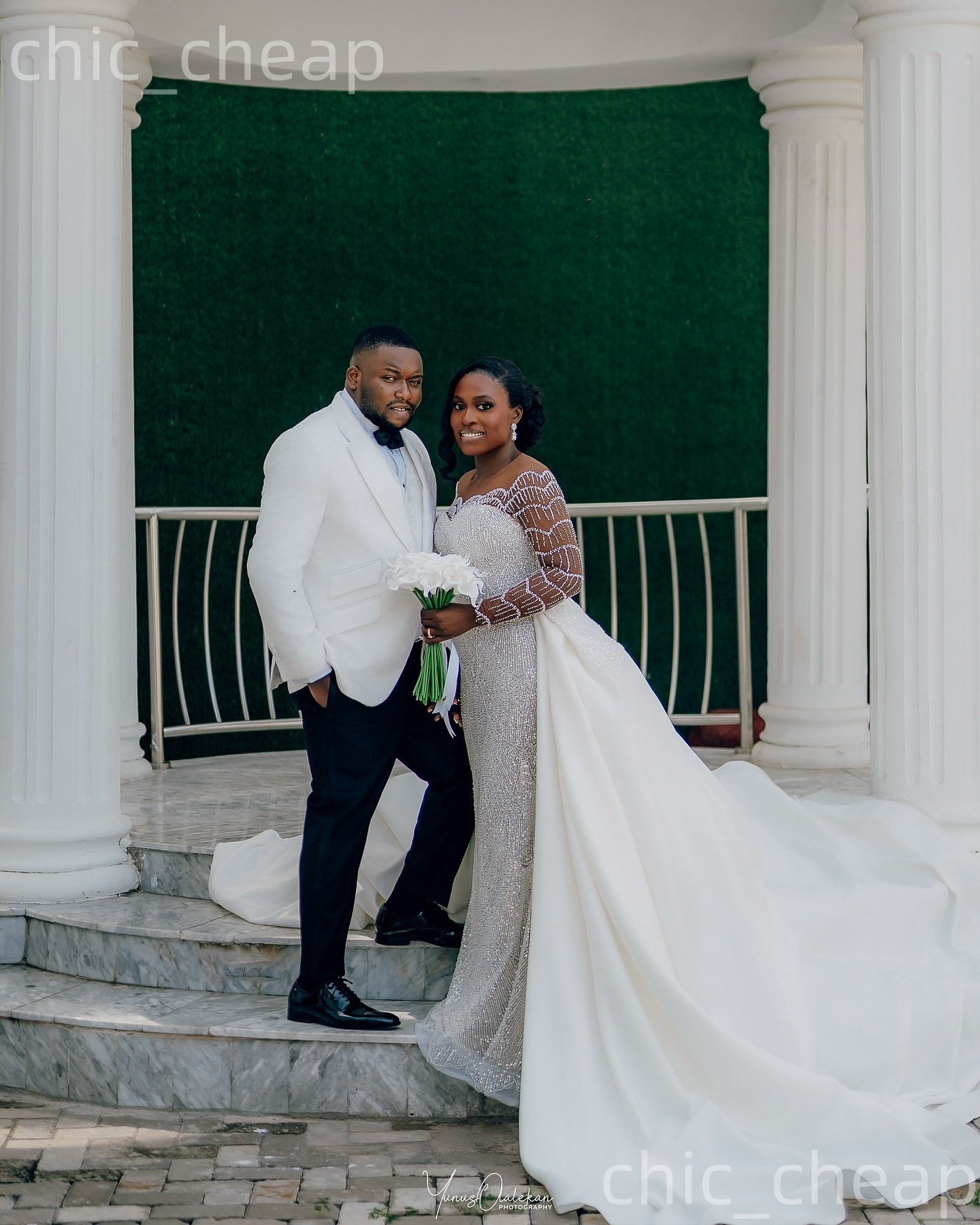 African Aso Ebi 2026 Ivory Mermaid Wedding Dress Sheer Neck Beaded Full Sleeves Detachable Train Sequined Elegant Bridal Gowns Dresses ZJ239