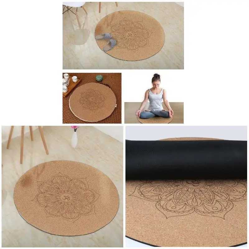 Yoga Mat Little Round Cork Rubber 60x60cmx3mm Non Slip Yoga Cushion Meditation Cushion Pad Pilates Pad for Home Outdoor YS-BUY M260312