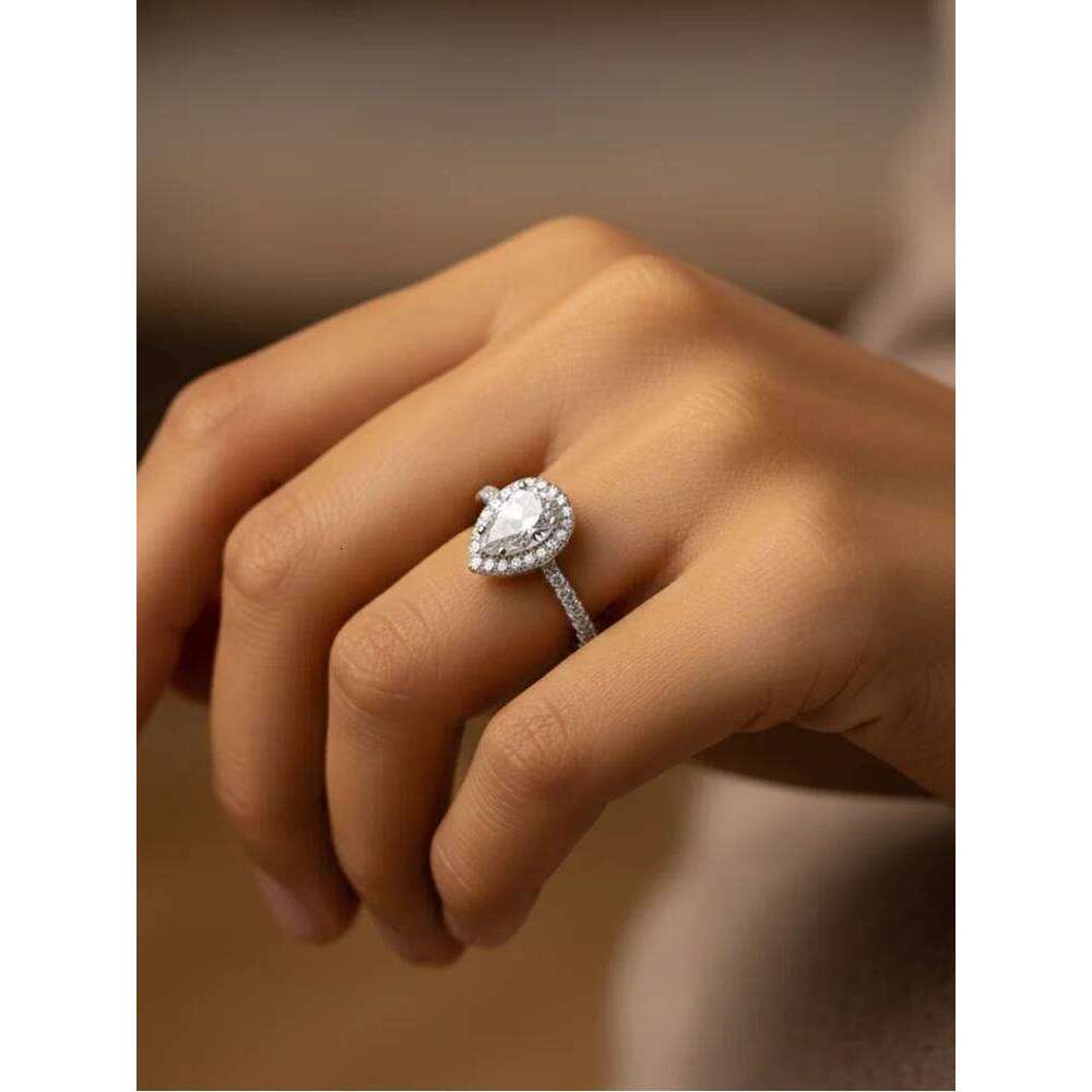925 Sterling Silver Shiny Personalizd WaterDrop Zircon Ring For Women Anniversary Party Engagement High Quality Fine Jewelry H260312