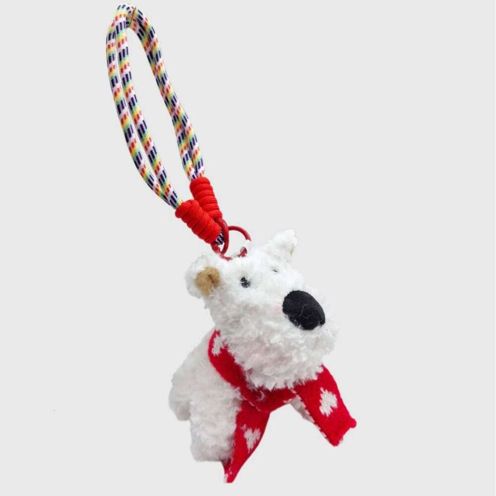 Cute West Highland White Terrier Pendant Plush Doll Keychain Backpack School Bag Decoration Small Toy Gift for Girls
