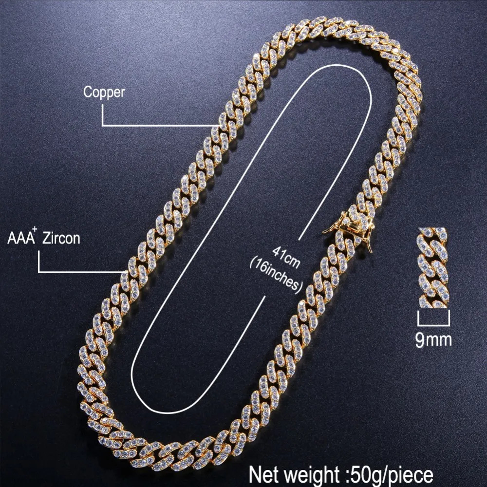 Uwin 9mm Iced Out Cuban Chian CZ Punk Pink Miami y2k Necklace Jewelry For Gift Women Accessories 260304
