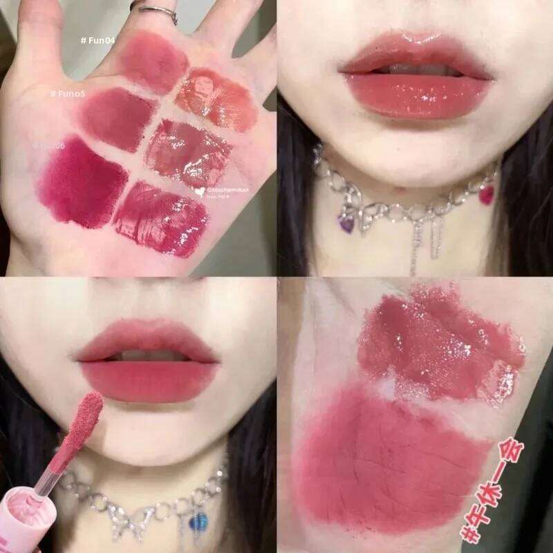 Double-Ended Glaze Moisturizing Full-Gloss Matte Velvet Finish Long-Lasting Color Anti-Stain Cosmetic Lip Gloss W260311