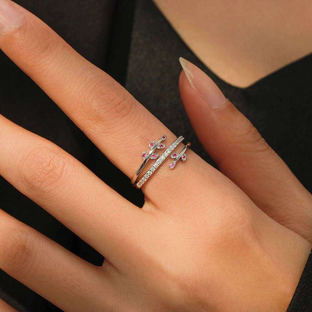 Ailmay Solid 925 Sterling Silver Fashion Charm Leaves Sparkling CZ Finger Ring For Women Wedding Engagement Fine Female Jewelry H260312