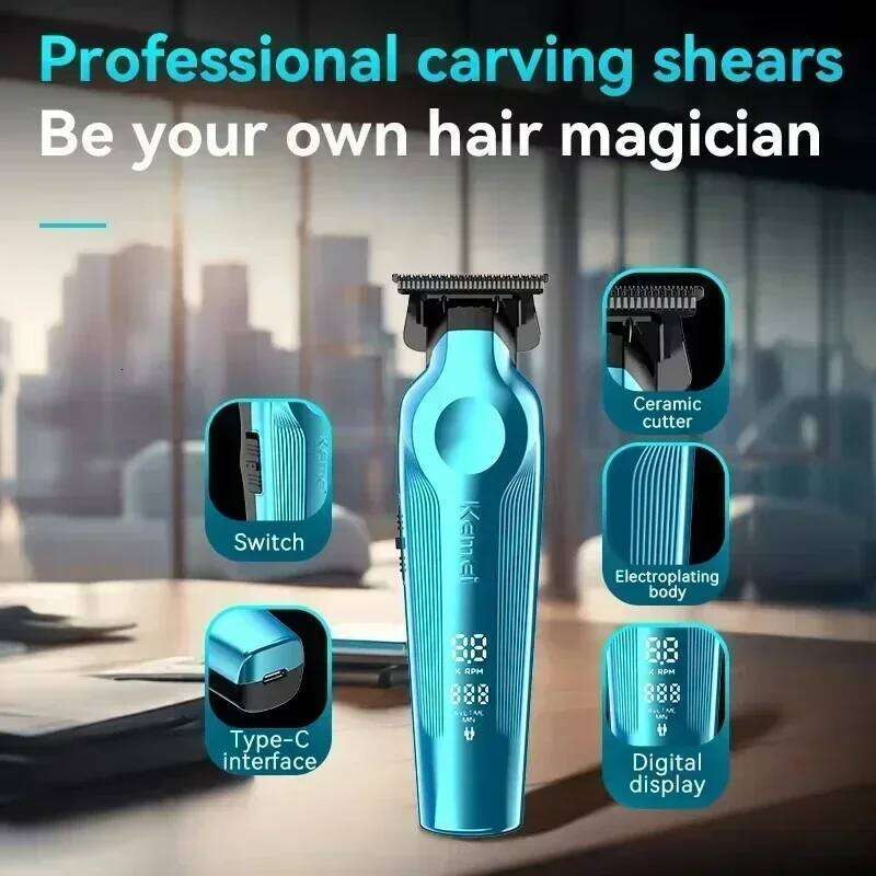 Kemei 9000RPM 10W Hair Clipper KM-264 Rechargeable Electric Trimmer KM-1858 KM-T95 Shaver for Men Barber Clippers Kit C260312