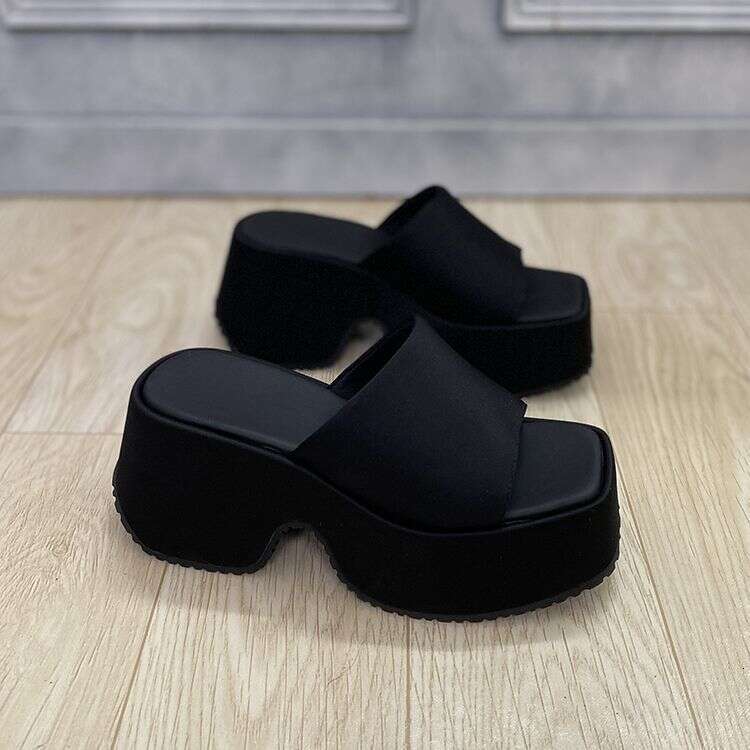 Minimalist Thick-Soled Sandals Women Summer Fashion Outdoor Vacation Slippers for Petite Height Increase Casual One-Strap Trendy
