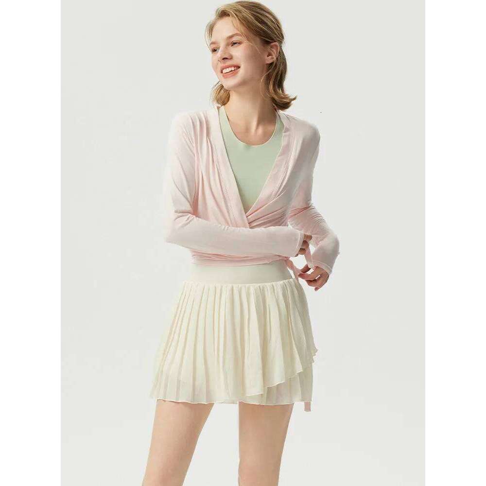 Yoga Women Crossover Strap Long Sleeve Cover-up T-shirts Pilates Running Outdoor Sports Loose Tops Breathable Soft Gym Fitness 26Y0312