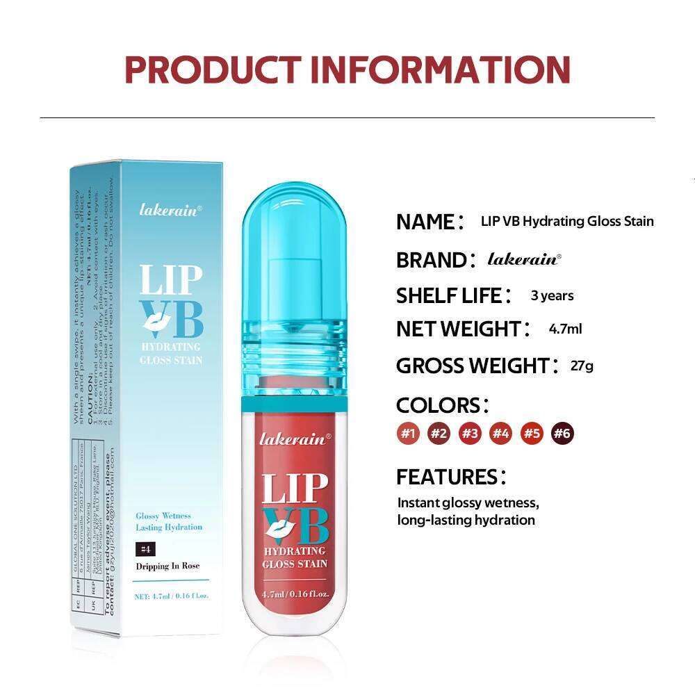Vitamin B Moisturizing Glaze Water Light Mirror Lip Lasting Hydrating Gloss Stain Instant Glossy Wetness Makeup W260311