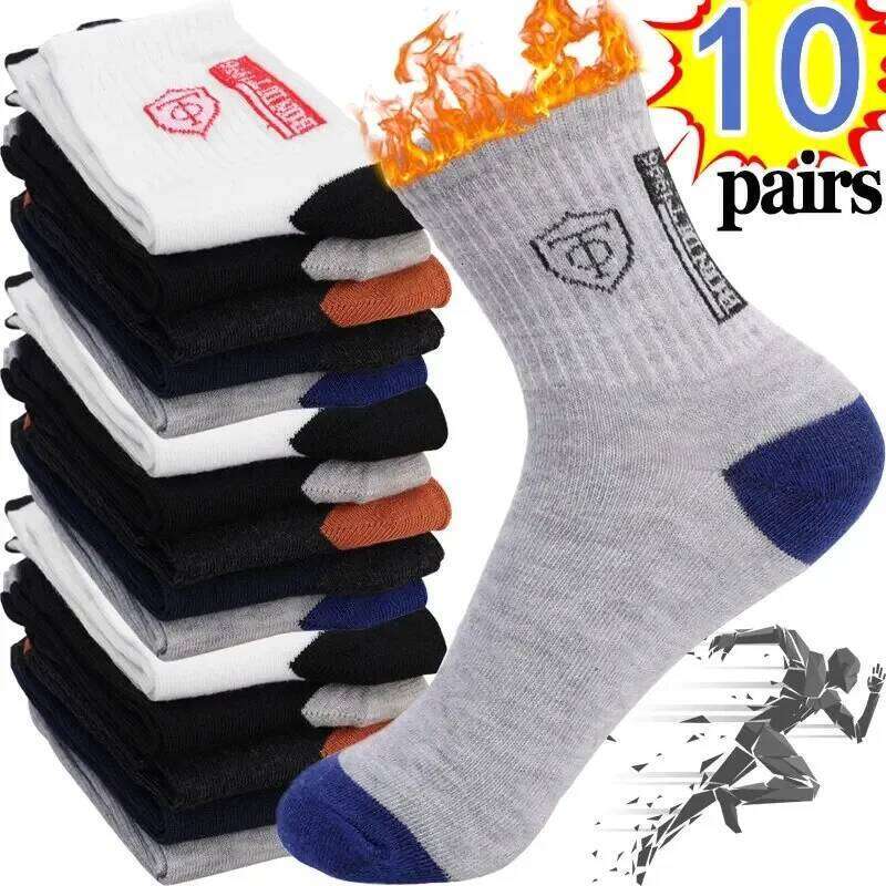5/10Pairs Breathable Cotton Sports Stockings Bamboo Fiber Autumn and Winter Men Socks Sweat Absorption Deodorant BusinessSox Z260312