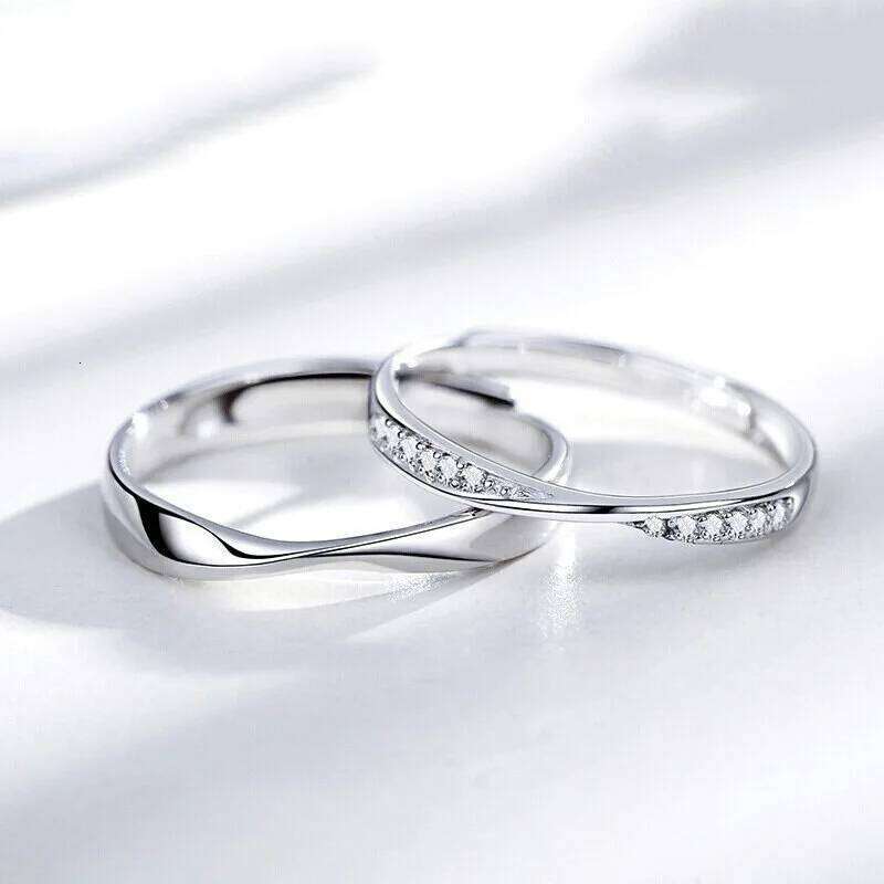 Fashion Simple Opening crystal Minimalist Silver Color Zircon Adjustable Ring For Men Women Couple Engagement Jewelry W260311