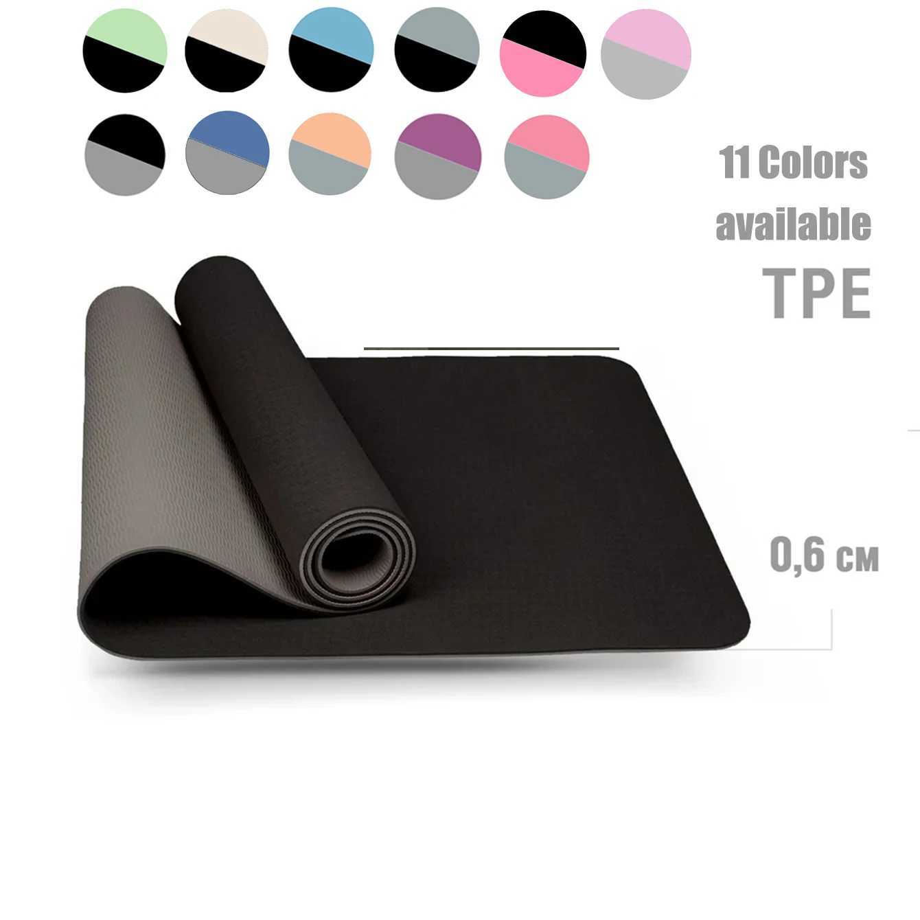 Yoga MatDouble-Sided Non Slip Eco Friendly Fitness Exercise Mat with Strap TPE YogaMats for Women Menfor YogaPilatesExercise M260312