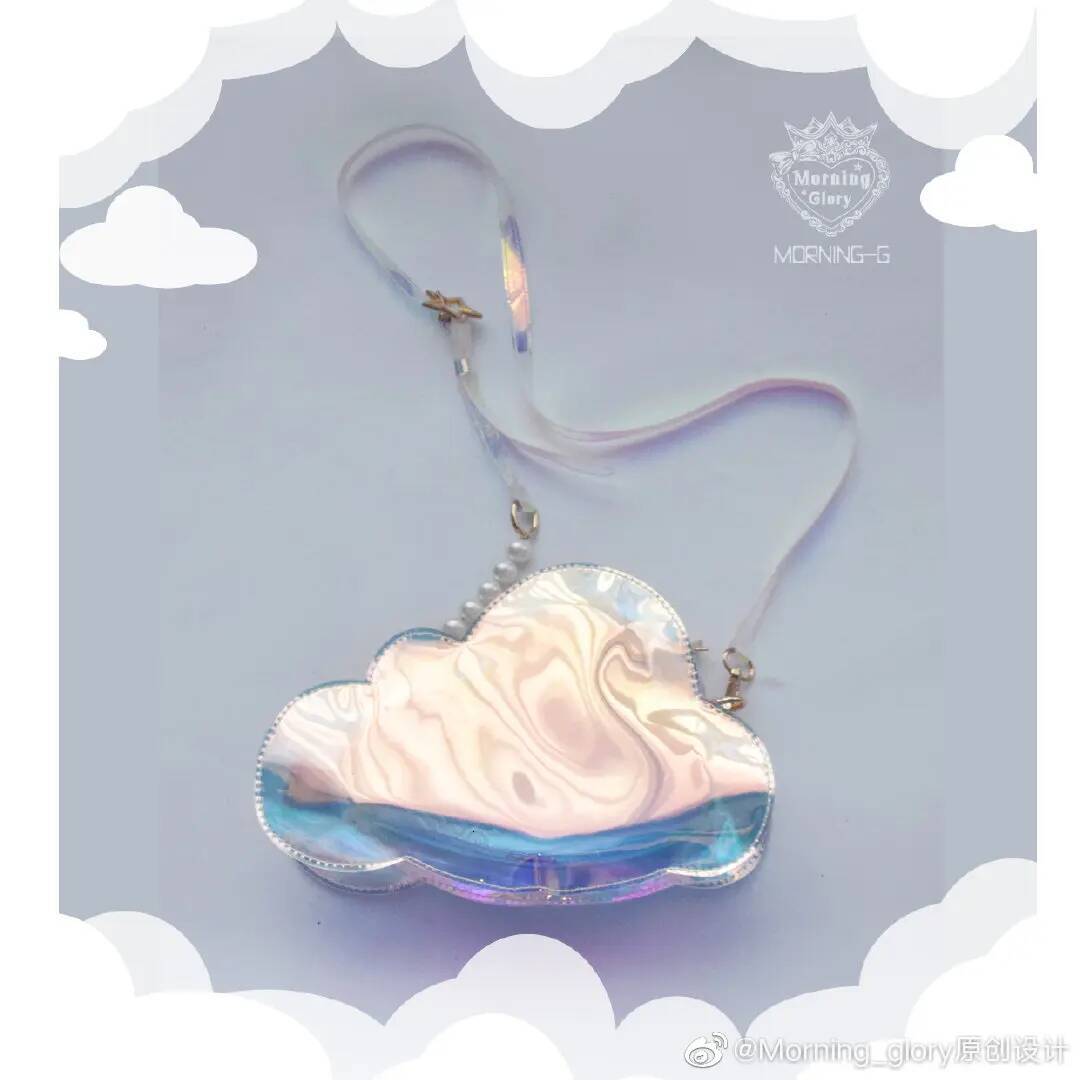 Kawaii Laser Moon Star Purses and Handbags for Girls Lolita Shoulder Cloud Shape Crossbody Clear Cosplay Bag New
