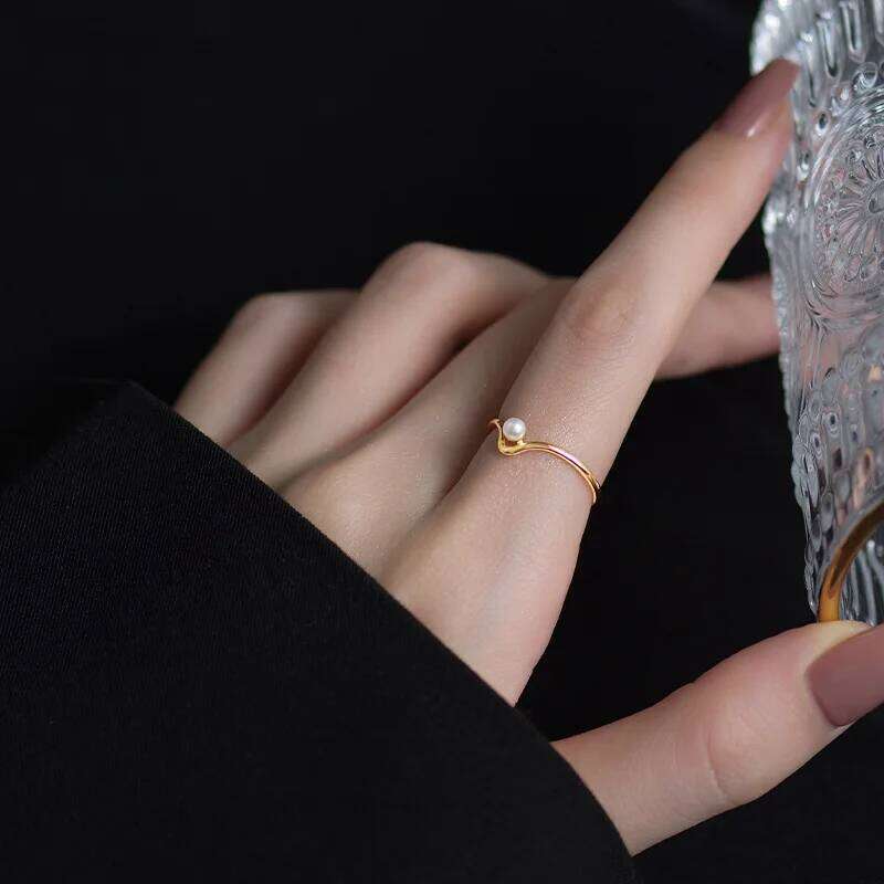 925 Silver V-shaped Pearl Adjustable Rings For Women Engagement Jewelry Wholesale and H260312