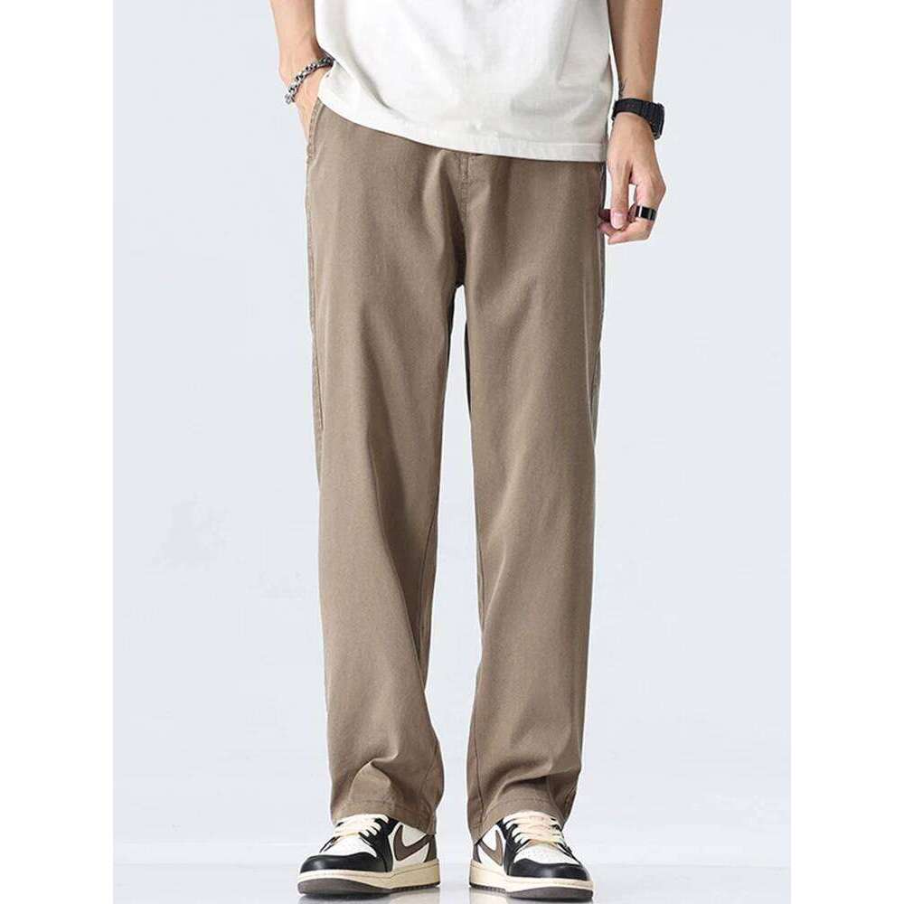 Coffee Ultra-thin Wide Pants Men Lyocell Fabric Breathable Soft Straight Casual Trousers Loose Simple Male Sweatpants 26Y0312