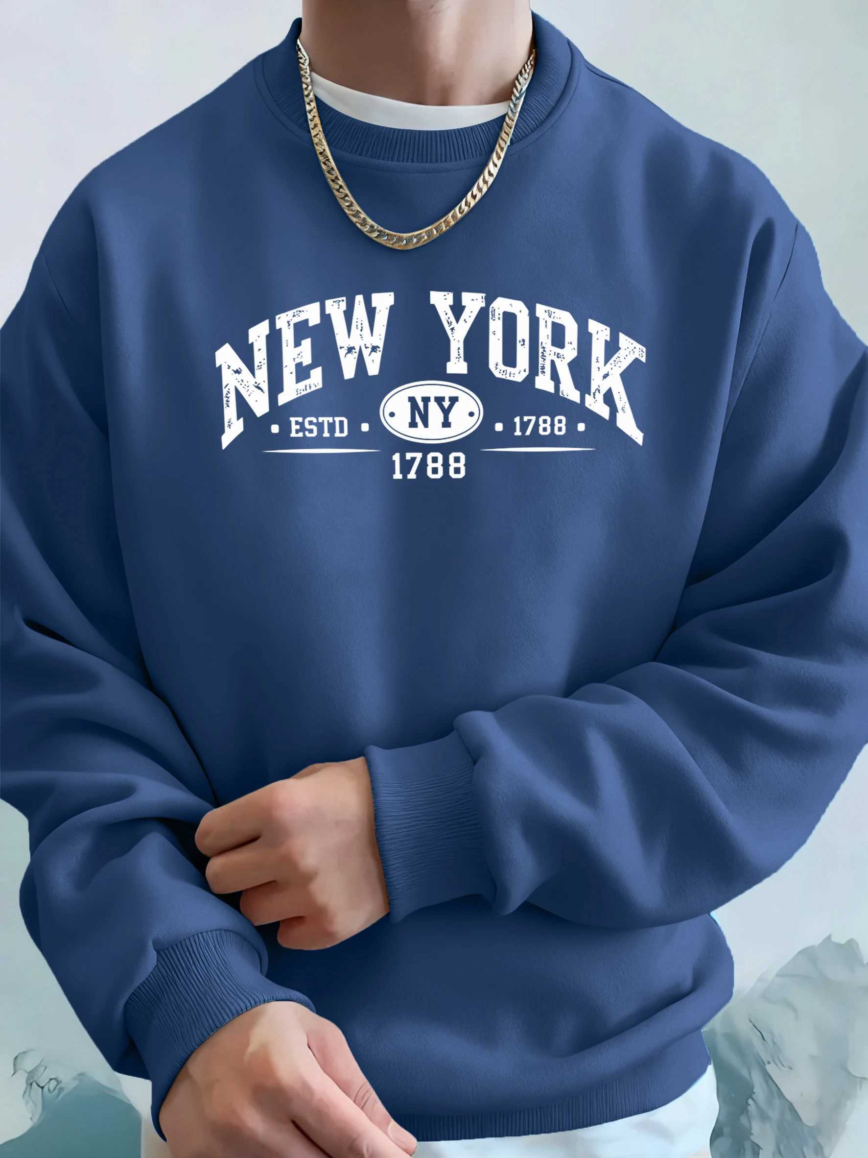 New York Estd 1788 Printed Autumn Sportswear ManS High Street Fleece Hoody Casual Comfortable Clothing Loose All-Match Hoodies M260312