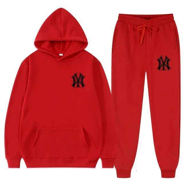 Autumn And Winter Men's Running Fitness Fashion Leisure Sports Hooded Sweatshirt+Running Pants Two Piece Set