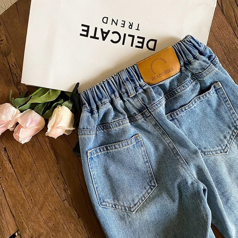 Spring Autumn Kids loose jeans Boys Girls fashion casual denim pants Children allmatch Trousers 18Years 260311