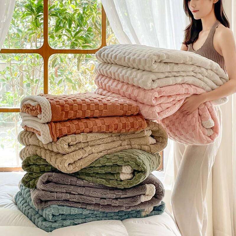 2024 high gram weight new jacquard tafu fleece quilt cover blanket big bag, wide edge four-piece set H260312