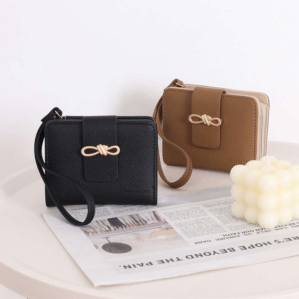 Luxury fashion wallet Bowknot Short Wallet For Women New Korean Style Handbag Off Stackable Coin Purse With Zipper And Wrist Strap