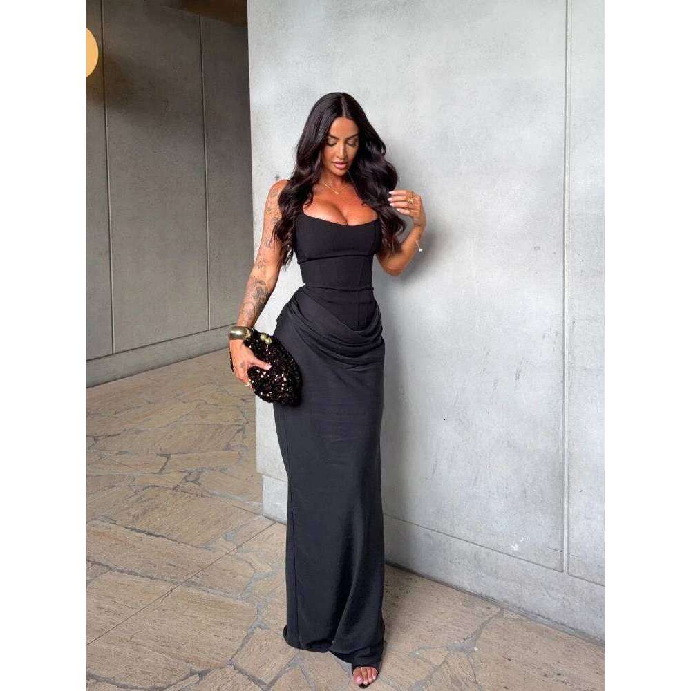 Brown Sexy Pleated Mini Dress Women Fashion Square-neck Sleeveless Bodycon Backless High Waist Dresses New Lady Party Club Robe C260312