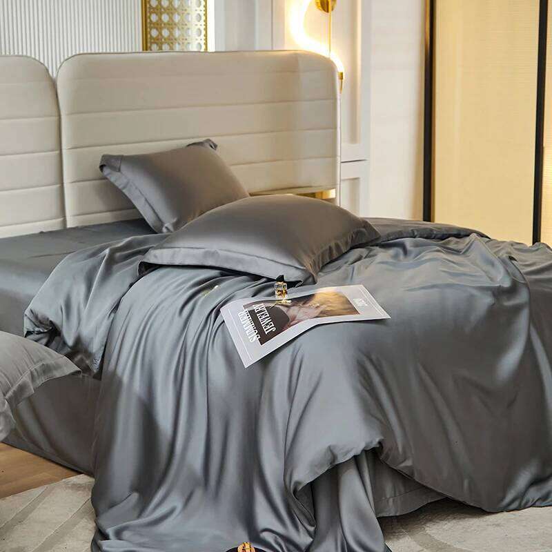 Soft Silky Skin Friendl Sleeping Naked Lyocell Bedding Single Double Queen King Family Duvet Cover Set Bed Sheet Pillowcases H260312