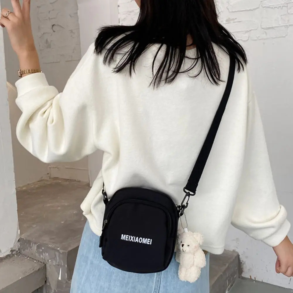 Fashion Casual Zipper Phone Pouch Solid Color Canvas Mini Handbag Shoulder Bag Crossbody Travel Messenger For Women Men 260311