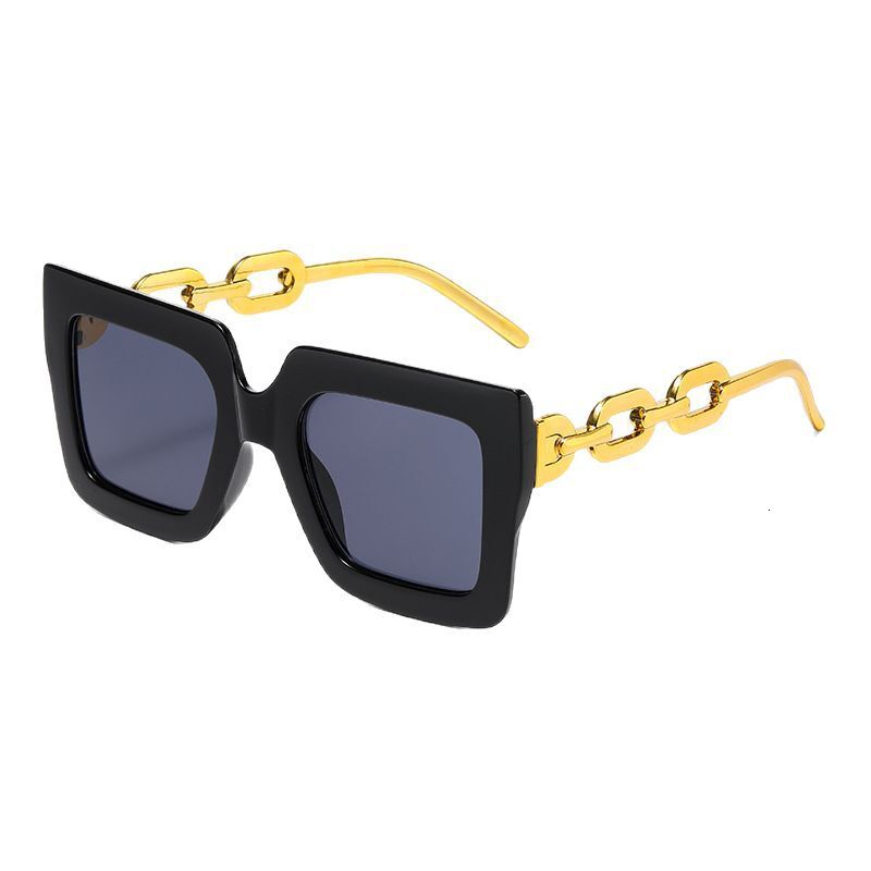 New style fashionable versatile full-frame metal square hollow glasses with chain leg decoration for women