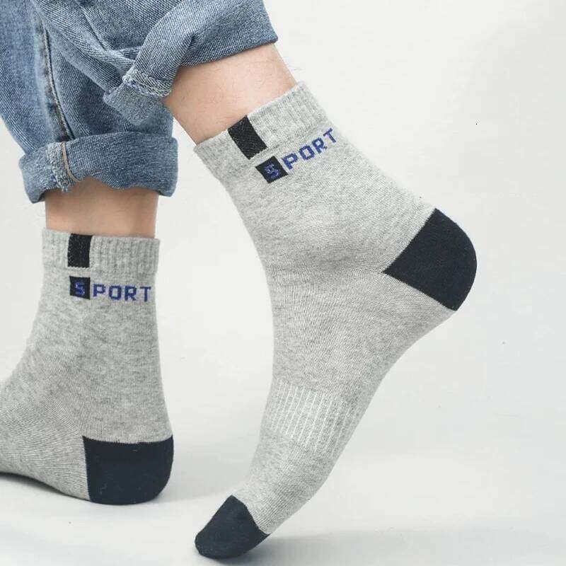 5 Pairs Cotton Fiber Autumn Winter Men Sweat-absorbent Sports Sock Breathable Deodorant Business Socks Z260312