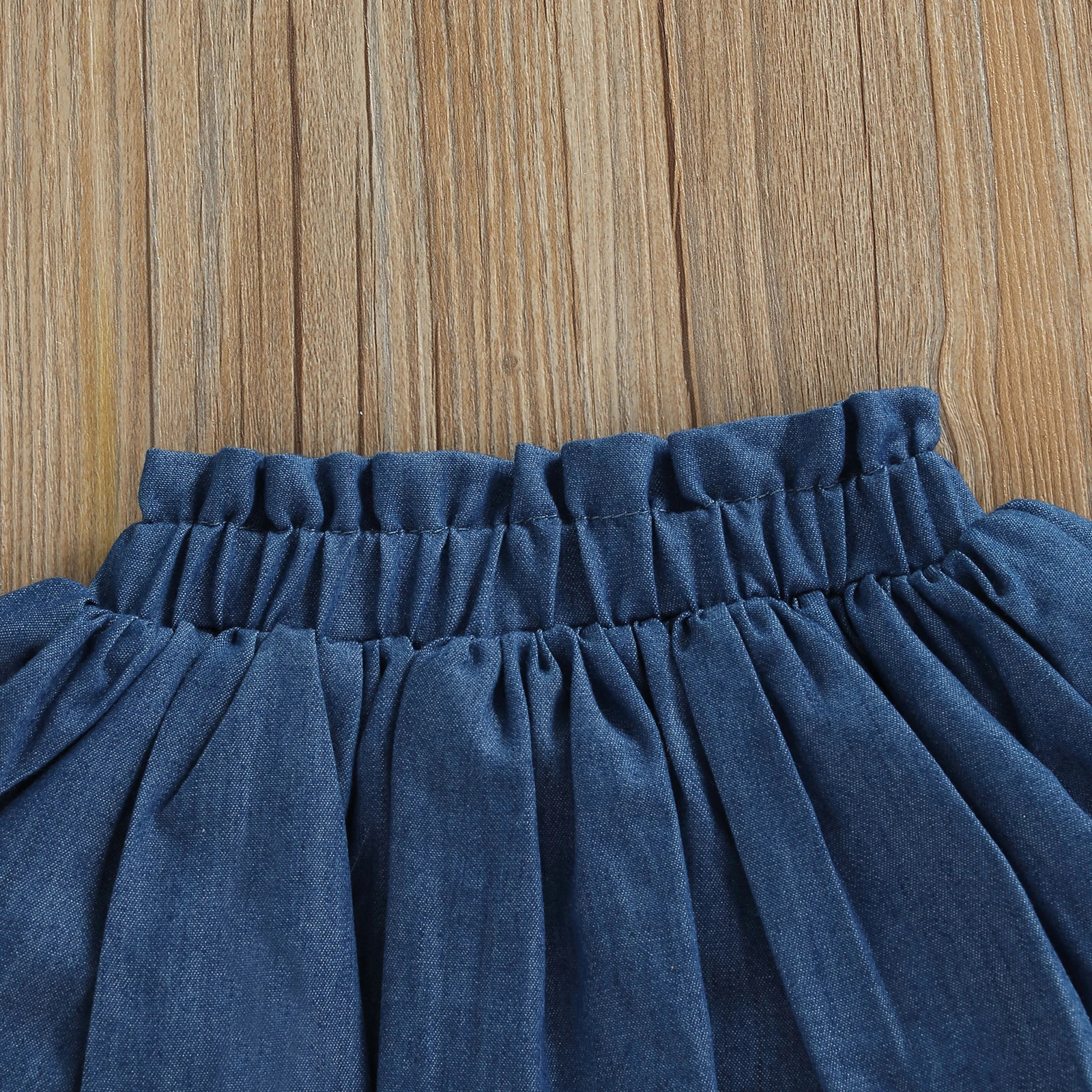 Pudcoco Infant Baby Kids Girls Denim Shorts Elastic Waist Pleated Solid Summer Skorts for Casual Daily 04T 260311