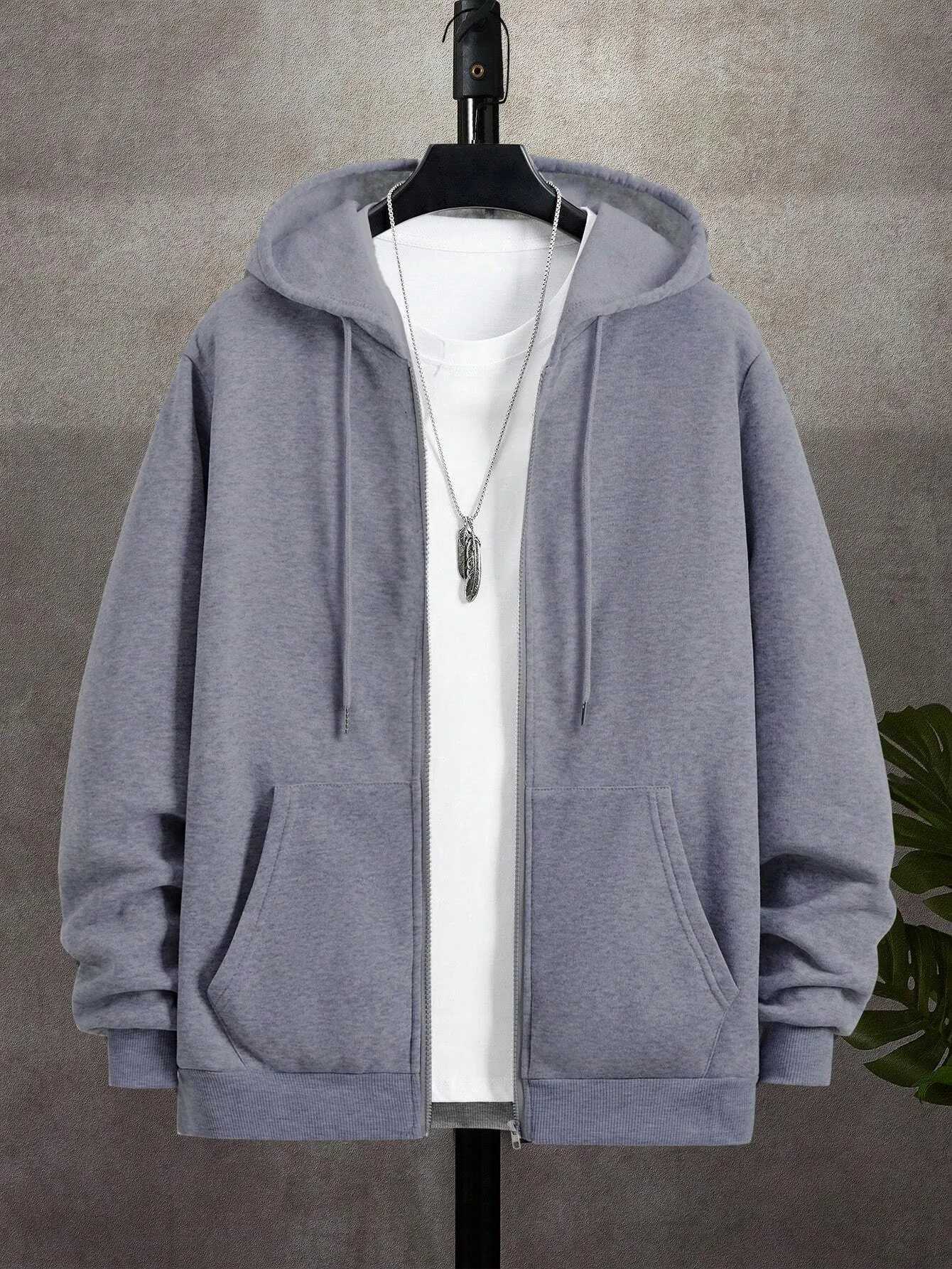 AutumnWinter Fleece Zip-Up Hoodie Solid Casual Coat Comfy Fashion Sweatshirt Warm Sport Veste Loose DailyTop Soft New Clothes M260312