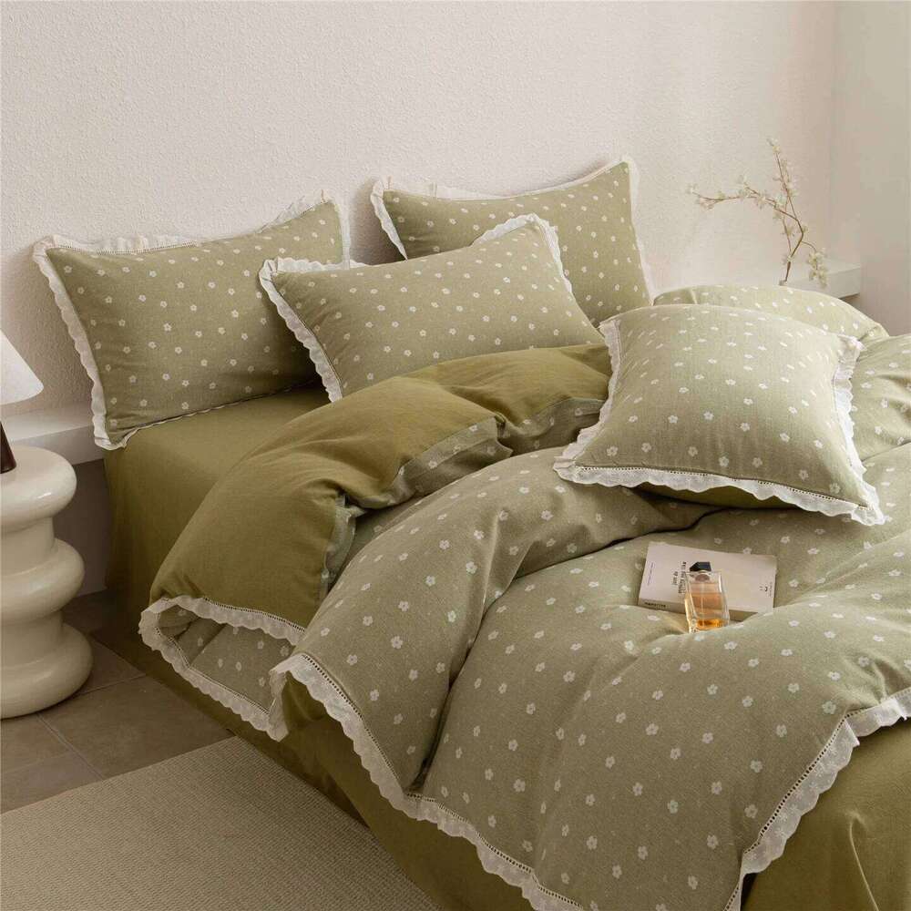 Cotton yarn dyed jacquard four piece set, high-end pure cotton bed sheet, duvet cover, bedding for all seasons H260312