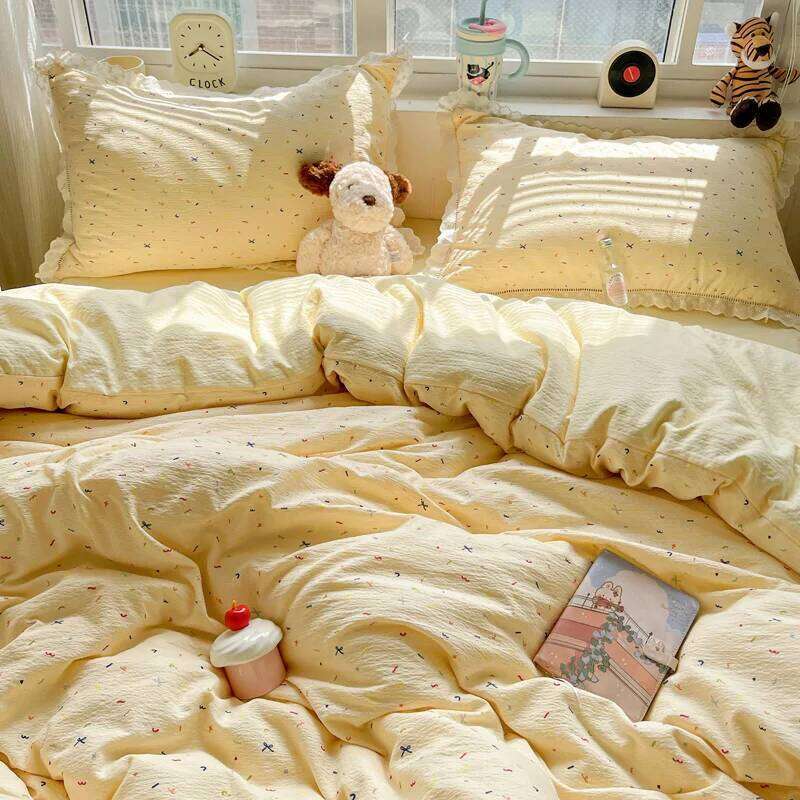 Cute INS Princess Bedding 2025 New Soft Cotton Lace Flat Sheet Twin Queen Size Duvet Pillowcase Bed Linens Set Girls H260312