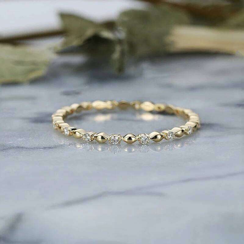 Huitan Korean Women Thin Ring with CZ Stone Gold Color Simple Stylish Accessories Nice Birthday Gift for Friend Fashion Jewelry H260312